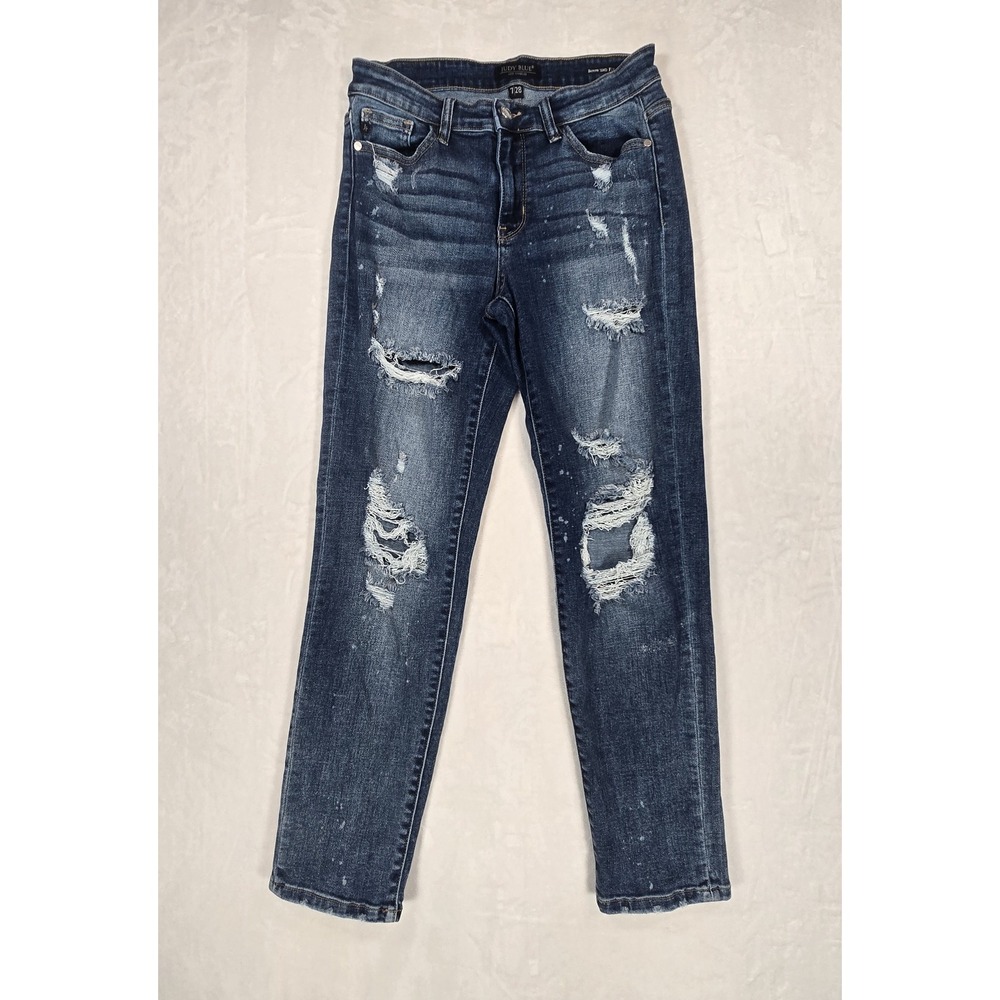 Judy Blue Womens 7/28 Boyfriend Jeans Distressed Medium Wash JB82363MD